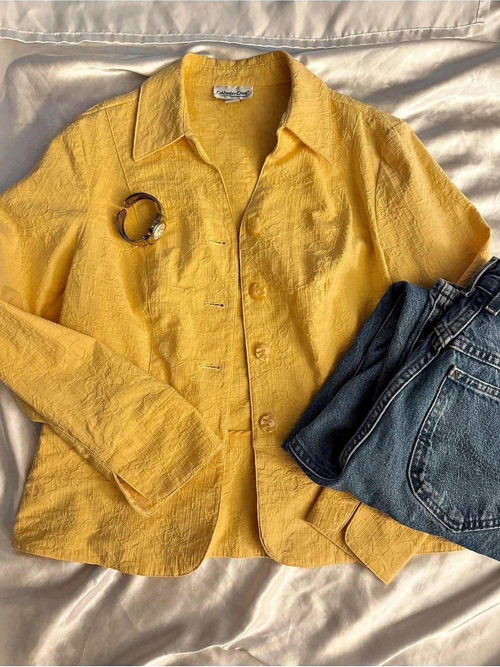 vintage Coldwater Creek Yellow Utility Jacket Size petite 6